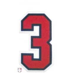 3" Red On Navy On White Precision-Cut Number