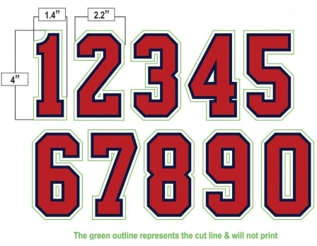4" Red On Navy On White Precision-Cut Number - Image 4