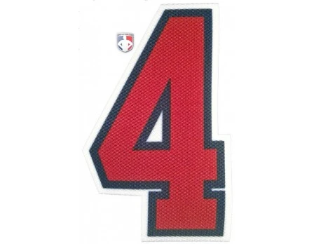 4" Red On Navy On White Precision-Cut Number