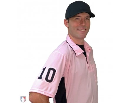 Smitty Umpire Smitty Major League Replica Umpire Shirt - Pink With Black - Image 4