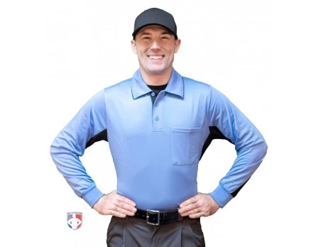 Smitty Umpire Smitty V2 Major League Replica Long Sleeve Umpire Shirt - Sky Blue With Black - Image 2