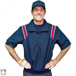 Smitty Umpire Smitty Traditional Half-Zip Short Sleeve Umpire Jacket - Navy And Red